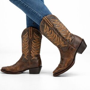 Ariat Womens Cowgirl Western Boots Square Toe Leather Burnished Brown Size 7B US